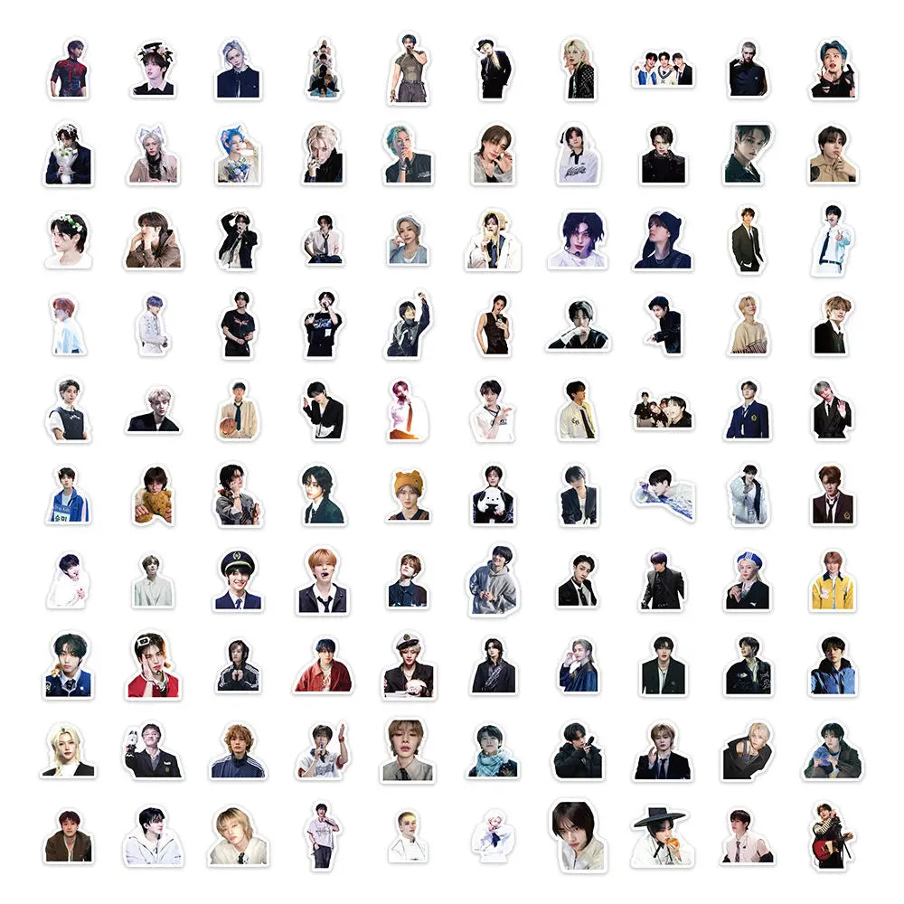 100pcs Kpop Korean Boy Group Fashion Stickers New Kpop Idols Stray Support Luggage Accessories Desktop Waterproof Stickers Gift
