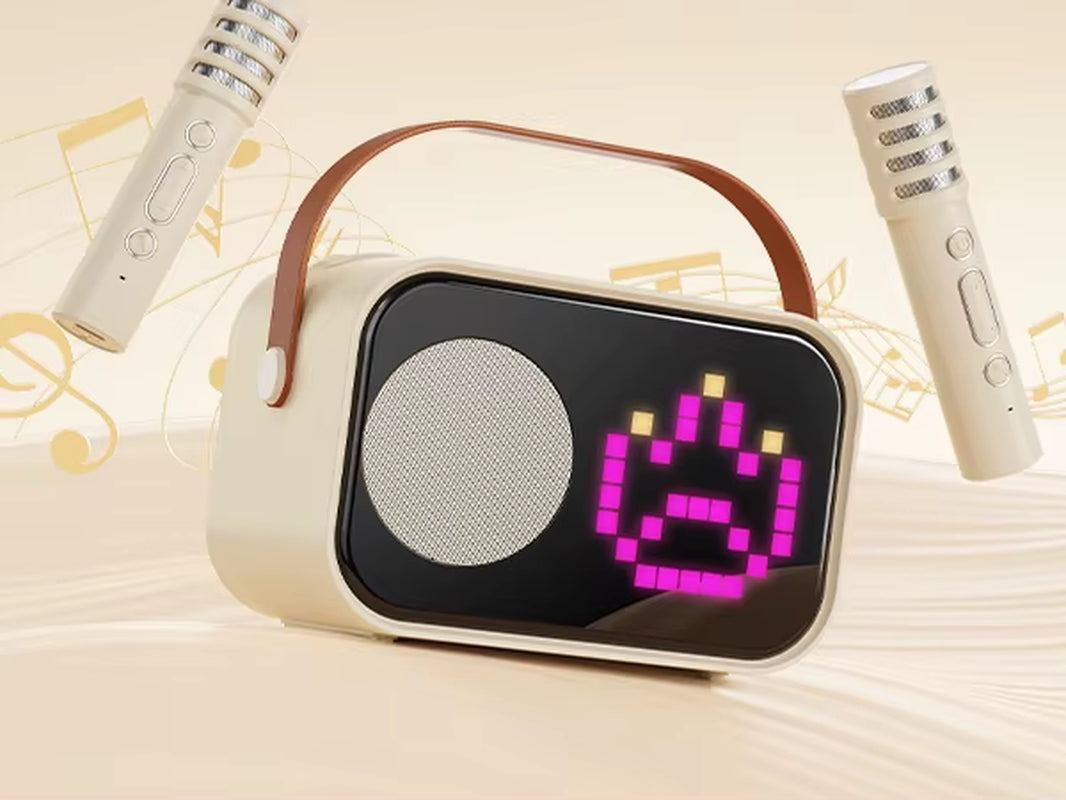 Mini Karaoke Machine for Kids, Portable Bluetooth Karaoke Speaker Unpowered Cabinets with 2 Wireless Microphones for Party