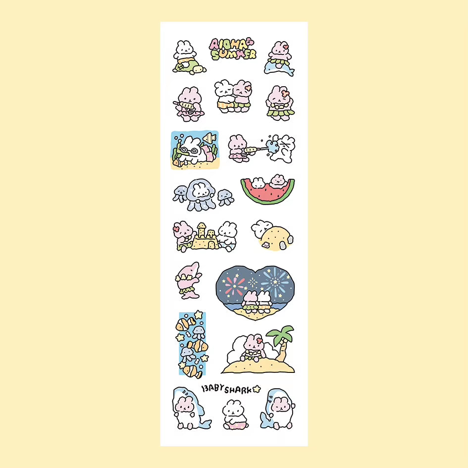 Cartoon Stickers Korean Cute Graffiti Style Rabbit Stickers Kawaii Cartoon Animal Stickers Hand Account Diary Scrapbook Stickers