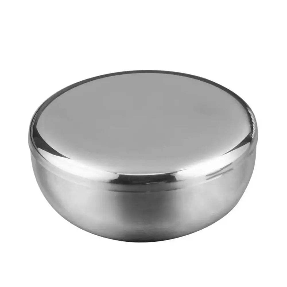 Korean Stainless Steel Rice Bowl with Lid – Traditional Tableware Set