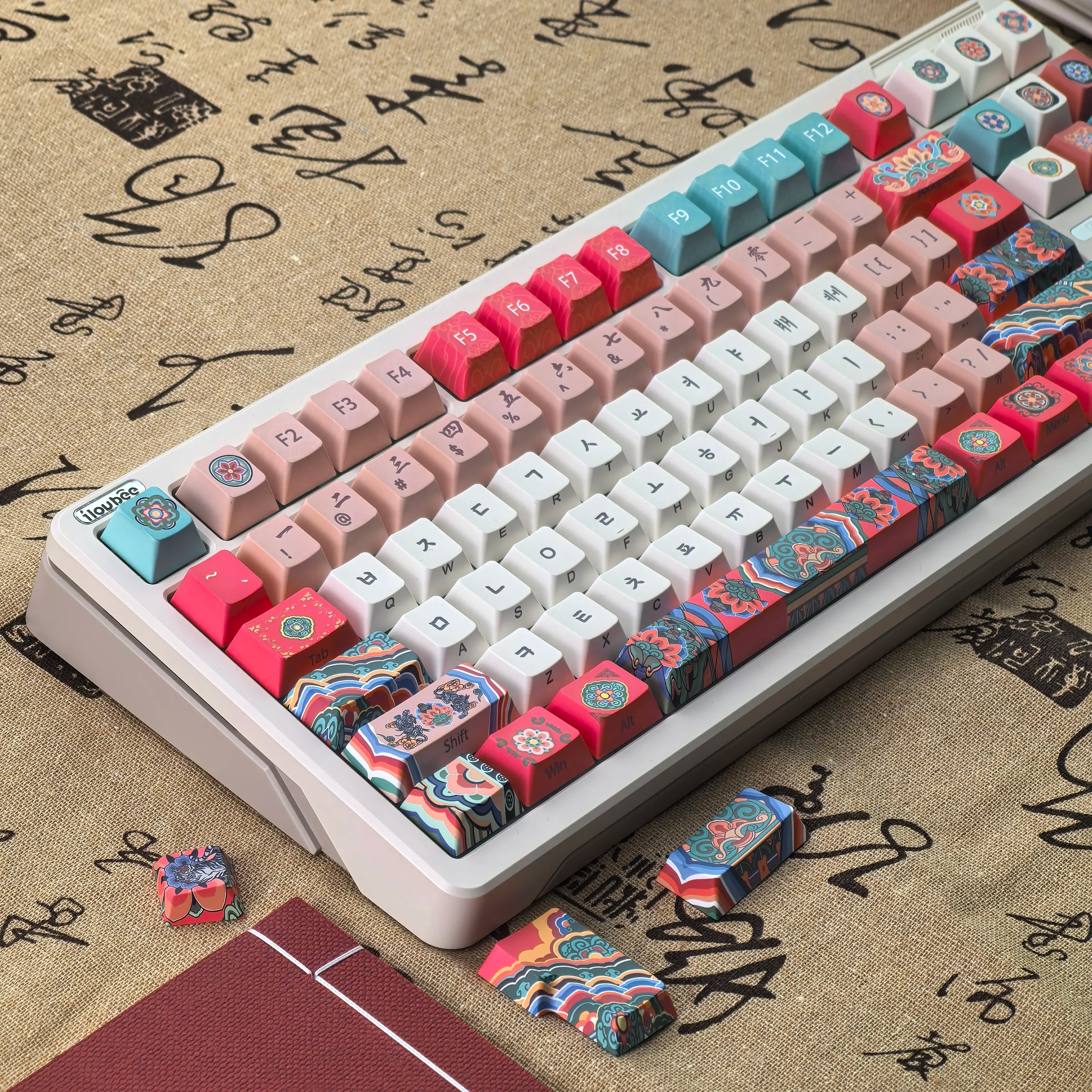 Keycaps Korean Cherry Pbt Watermelon Red Retro Architectural Style For Aula Ajazz DIY Keyboard Keycap
