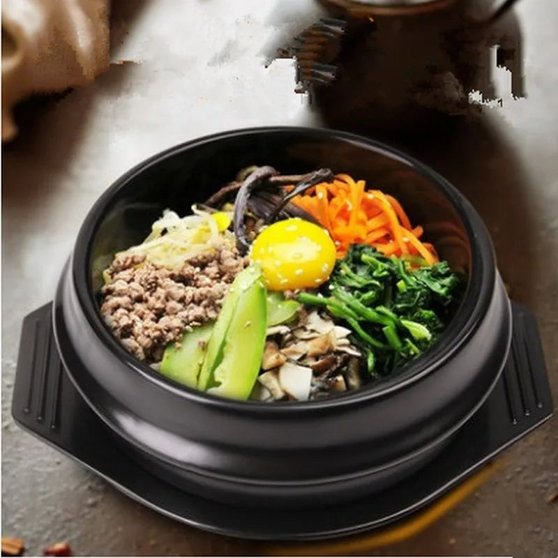 Korean Dolsot Stone Bowl for Bibimbap & Soup | Heat-Resistant Ceramic Pot | Korean Cuisine Tableware