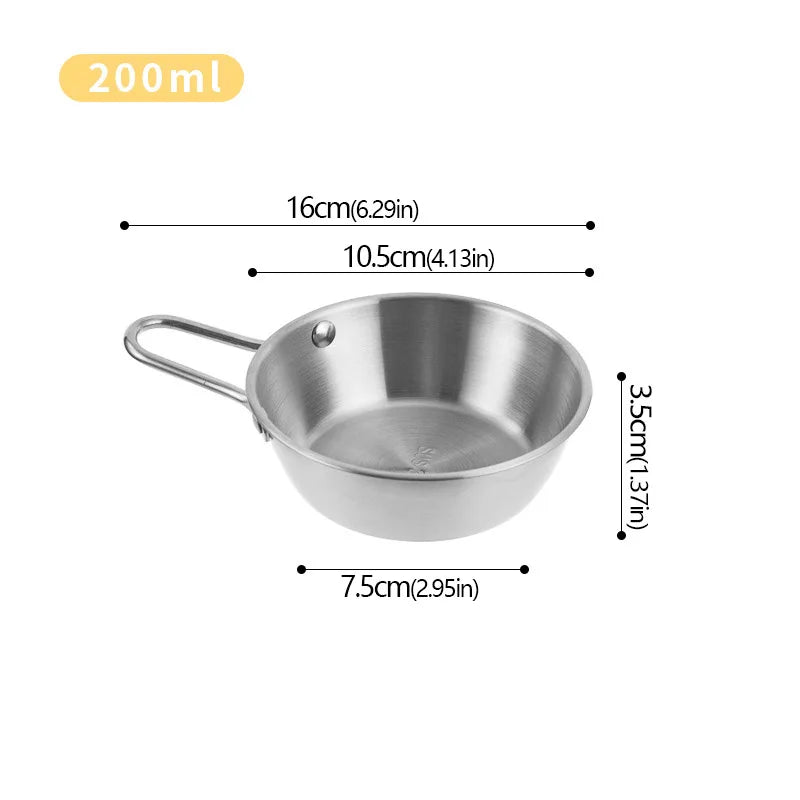 304Stainless Steel Household Korean Cuisine Bowl with Handle Rice Wine Bowls Sauce Seasoning Dish Food Serving Kitchen Tableware