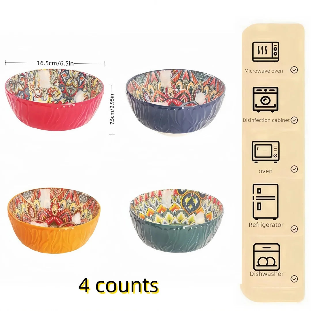 Bohemian ceramic bowls are versatile and perfect for cereals, soups, oatmeal, pasta, high-value fruit salad bowls, and are prefe