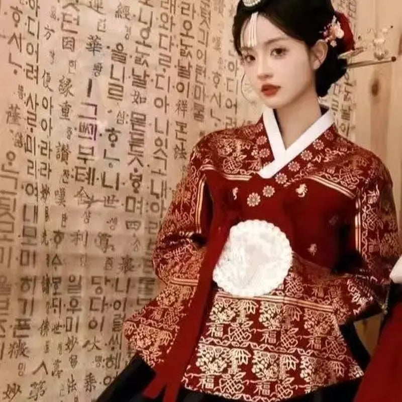 Court Style Hanbok Women's Korean Traditional Costume Hot Silver And Gold Plated Yanji Travel Wedding Photography Dress High-end