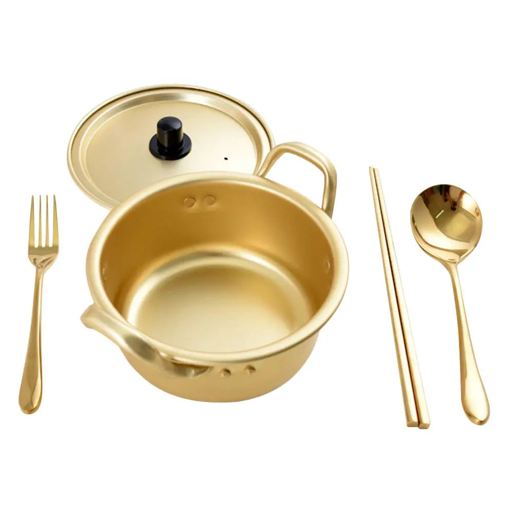 Household Ramen Cooker Multi-Function Aluminum Noodle Pot With Chopsticks Spoon Fork Set Camping Picnic Soup Pot Kitchen Supply