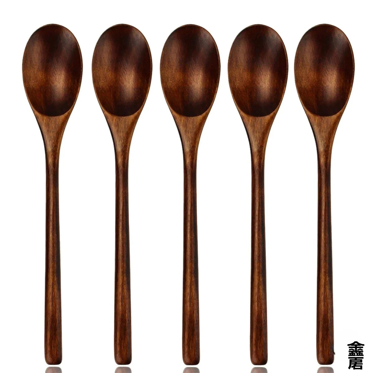 5 Pieces Wooden Spoon Soup Spoon and Fork Tableware Natural Ellipse Ladle Spoon Set Eco Friendly Products Spoons for Cooking