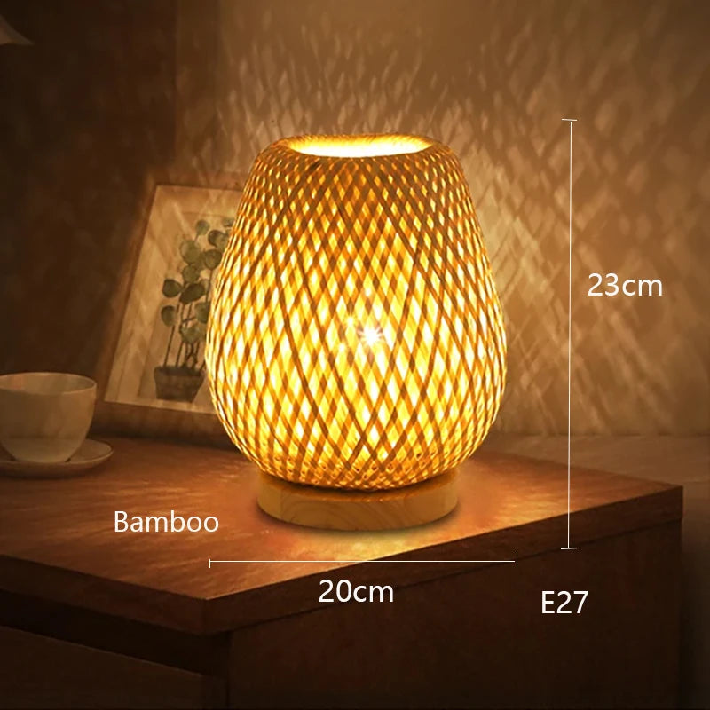 Bamboo Weaving Bamboo Handicrafts Minimalist Bedroom Study Desk Small Book Lamp bedside table desk lamp Japanese book lamp
