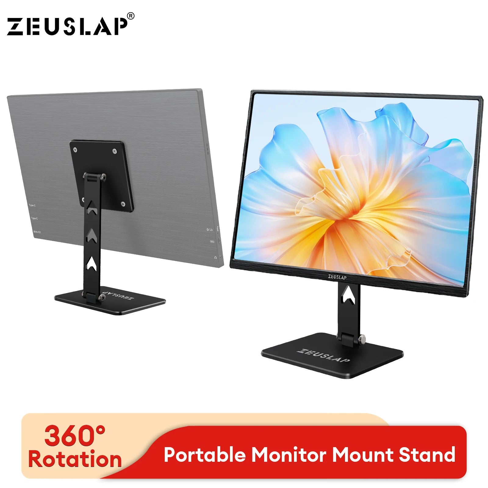 Rotating Portable Monitor Desk Metal Stand Holder For VESA Mount monitor