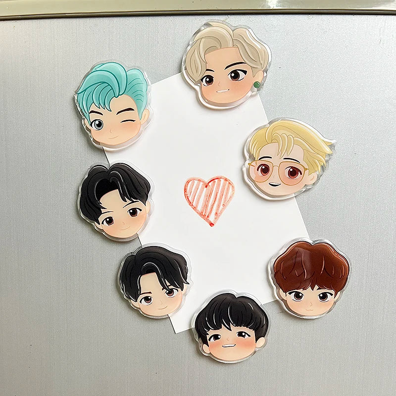 7PCS Korea popular male group combination acrylic drop glue refrigerator magnet decoration Acrylic drop glue decorative magnet